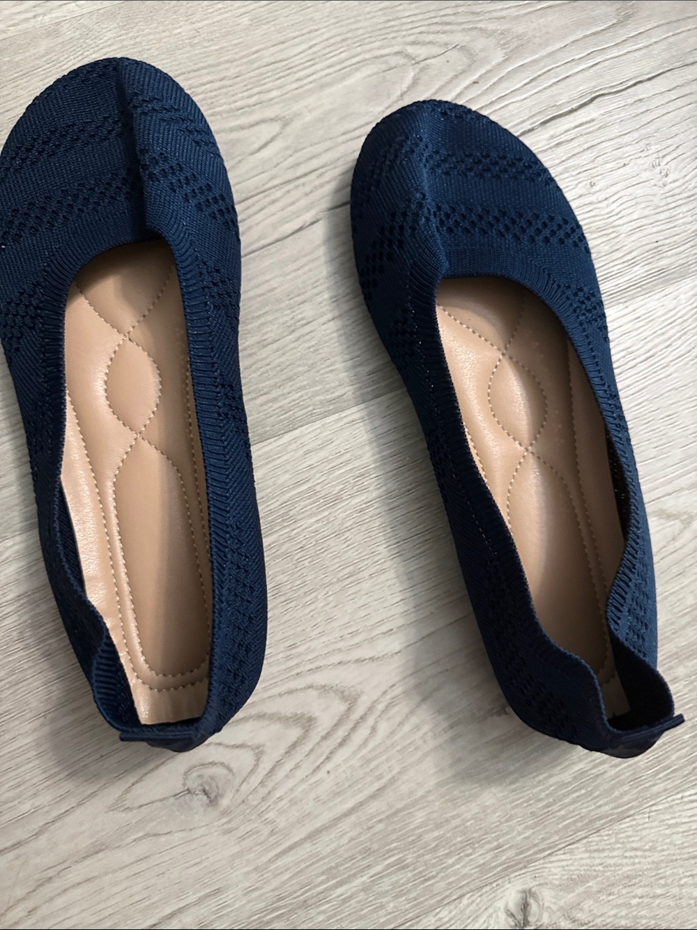 Women's Navy Knit Ballet Flats - Comfortable Everyday Slip-Ons